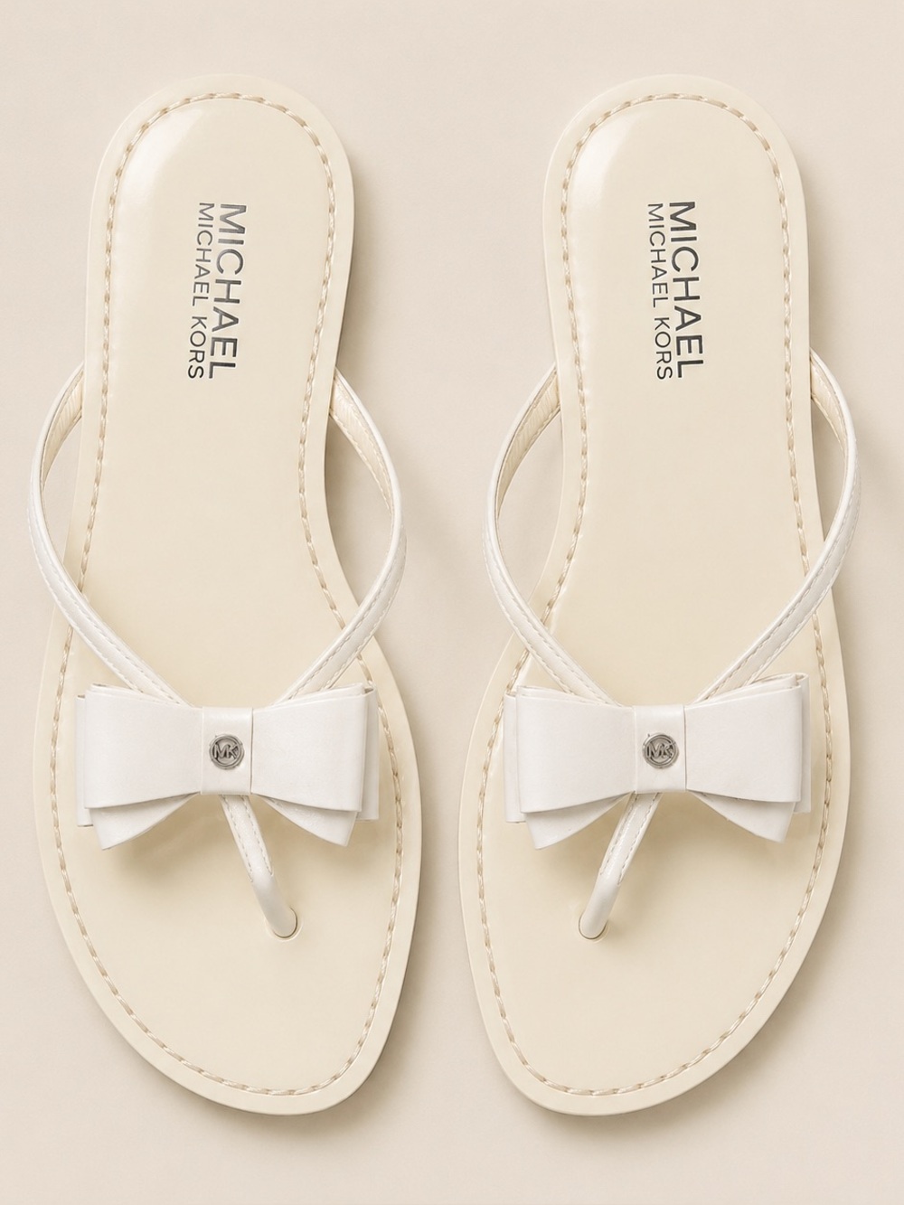Michael Kors Cream Bow Slide Sandals for Women